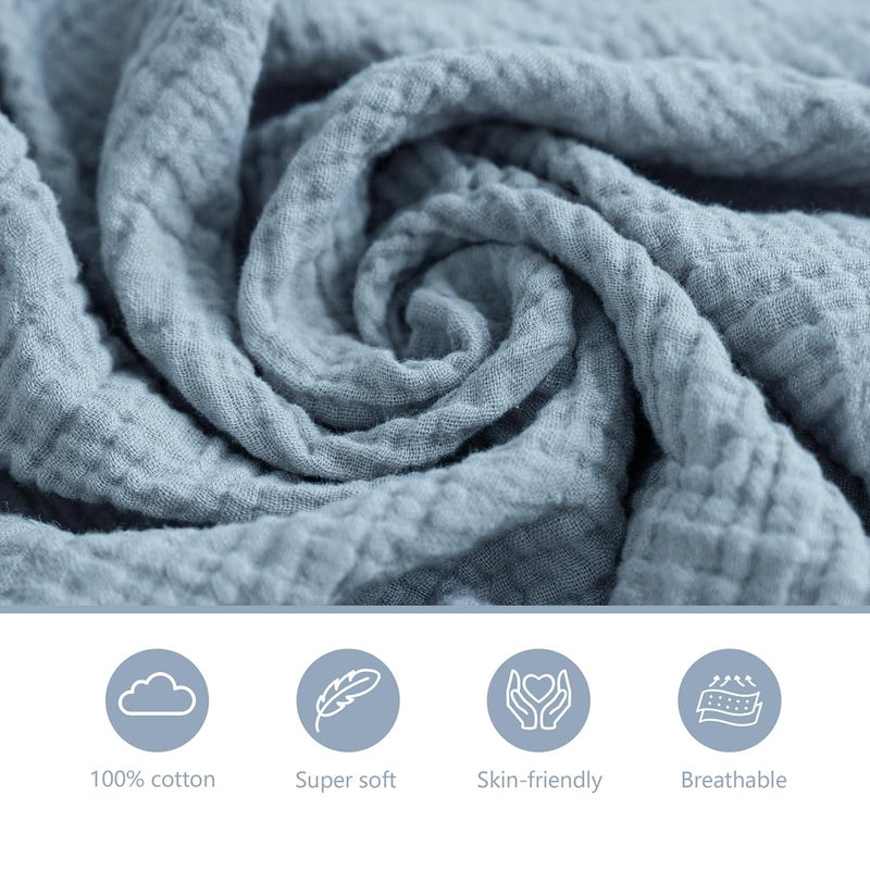 Coreeky 3 Pack Muslin Changing Pad Covers for Girl Boy, 100% Soft Cotton Changing Table Cover, Breathable Baby Nursery Diaper Chang Pad Sheets (Blue) - Image 4